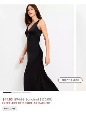 Women's Loft Black V-Neck Satin Slip Dress. Size 8